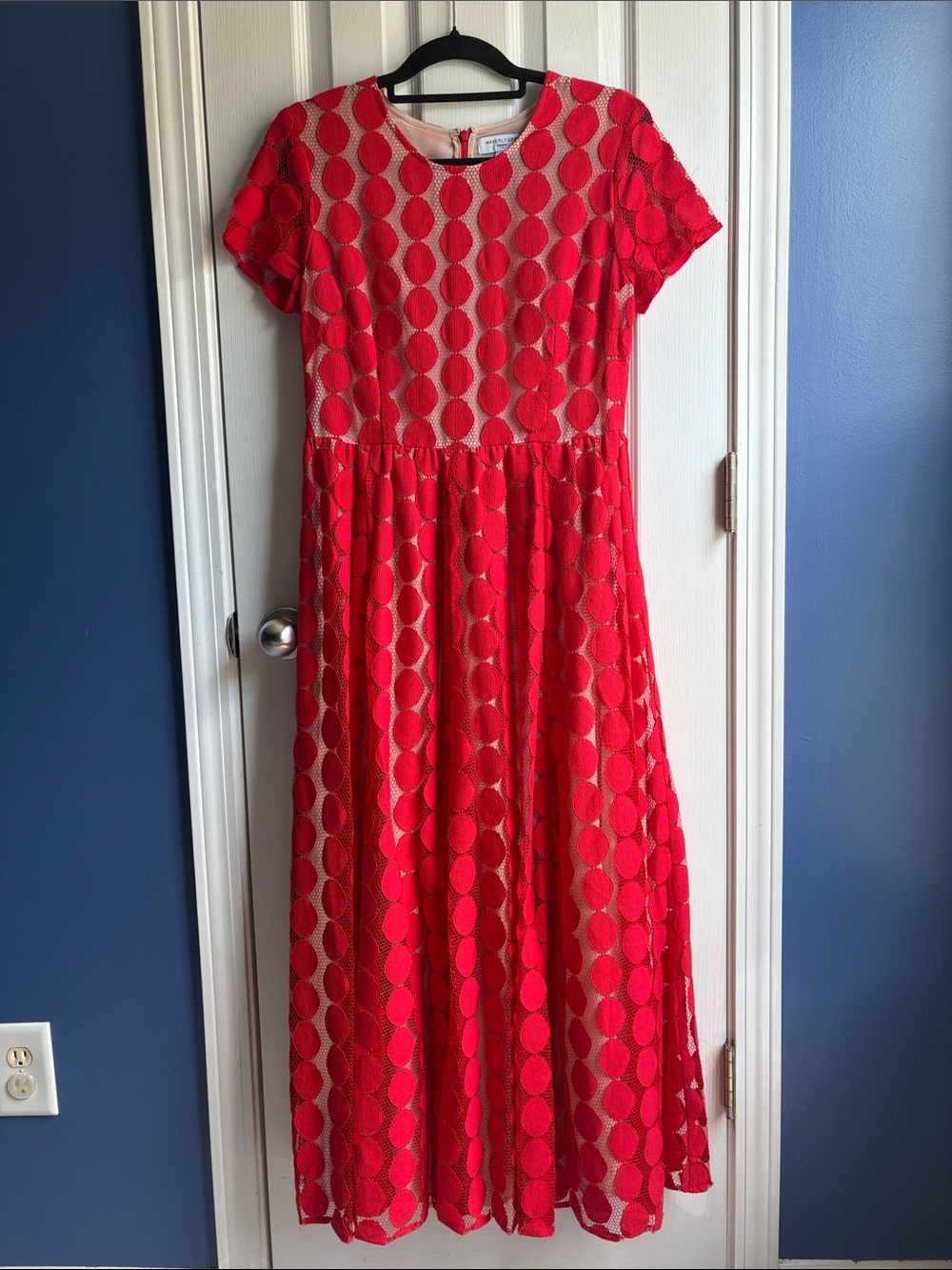 LIKE NEW Anthropologie Waverly Grey Remi Lace Maxi Dress Size 6 Red Holiday